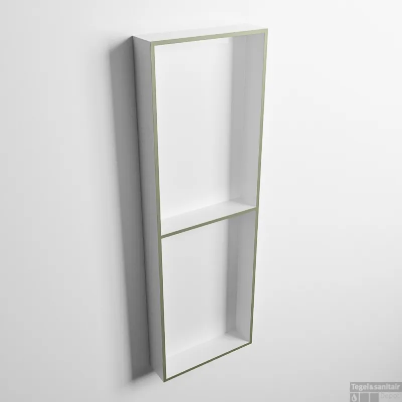 MONDIAZ EASY Nis 149,5x29,5cm in solid surface kleur Army Talc. 2 vakken geschikt voor in- of opbouw Snelle Levering