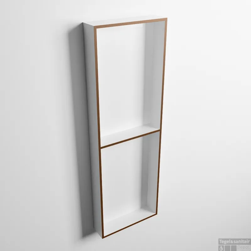 Speciale Aanbieding MONDIAZ EASY Nis 149,5x29,5cm in solid surface kleur Rust Talc. 2 vakken geschikt voor in- of opbouw