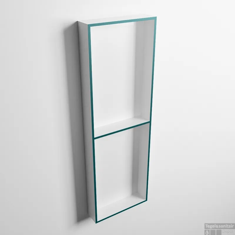 Premium MONDIAZ EASY Nis 149,5x29,5cm in solid surface kleur Smag Talc. 2 vakken geschikt voor in- of opbouw