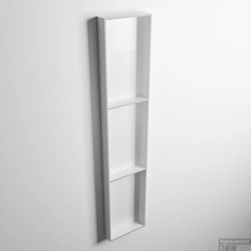 Snelle Levering MONDIAZ EASY Nis 149,5x29,5cm in solid surface kleur Linen Talc. 3 vakken geschikt voor in- of opbouw