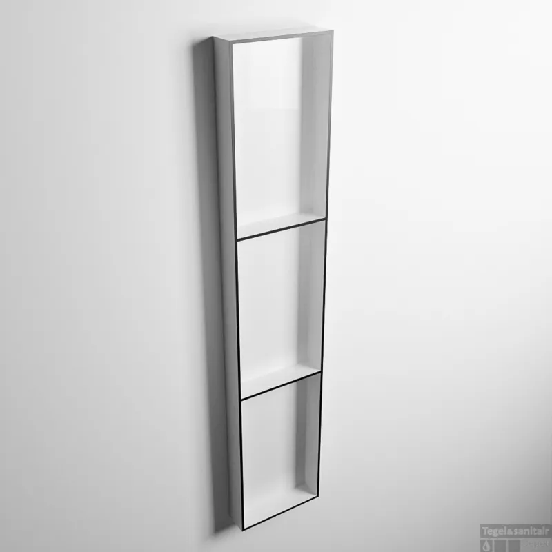 Direct Verzonden MONDIAZ EASY Nis 149,5x29,5cm in solid surface kleur Urban Talc. 3 vakken geschikt voor in- of opbouw