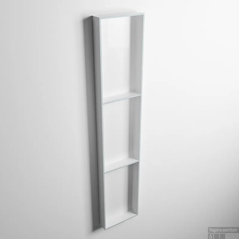 MONDIAZ EASY Nis 149,5x29,5cm in solid surface kleur Clay Talc. 3 vakken geschikt voor in- of opbouw Gratis Retour