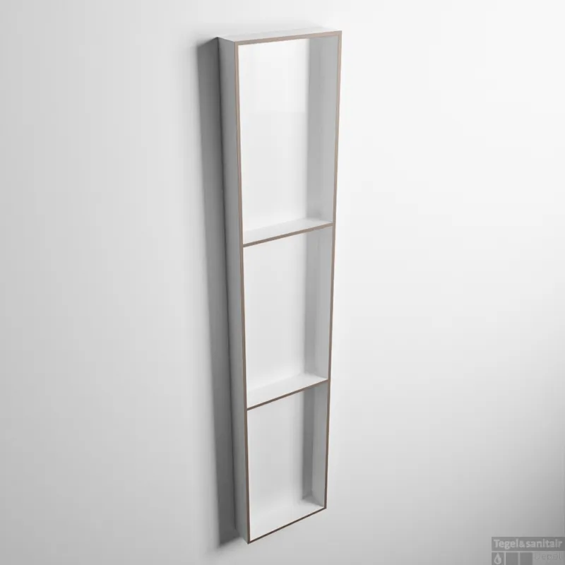 MONDIAZ EASY Nis 149,5x29,5cm in solid surface kleur Smoke Talc. 3 vakken geschikt voor in- of opbouw Goedkoop