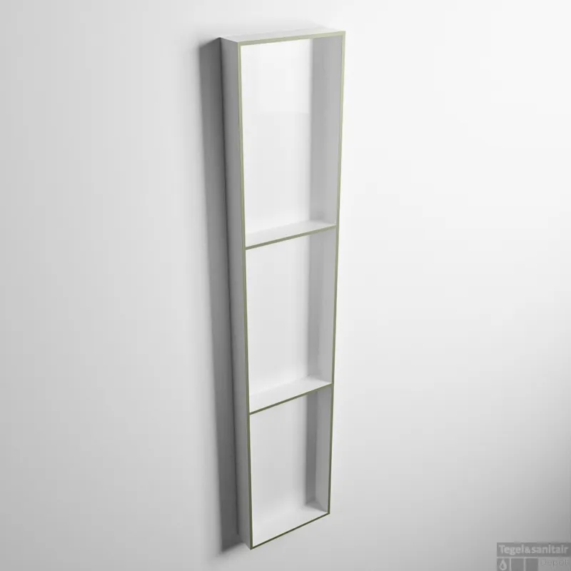 MONDIAZ EASY Nis 149,5x29,5cm in solid surface kleur Army Talc. 3 vakken geschikt voor in- of opbouw Superprijs