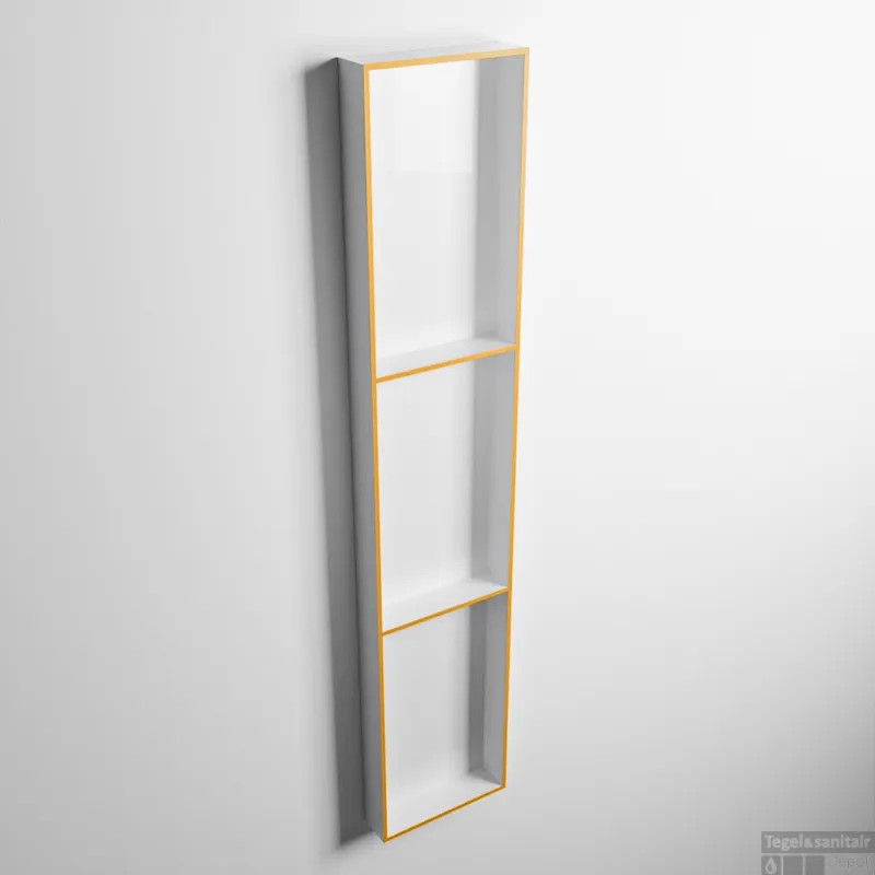 Betaalbaar MONDIAZ EASY Nis 149,5x29,5cm in solid surface kleur Ocher Talc. 3 vakken geschikt voor in- of opbouw