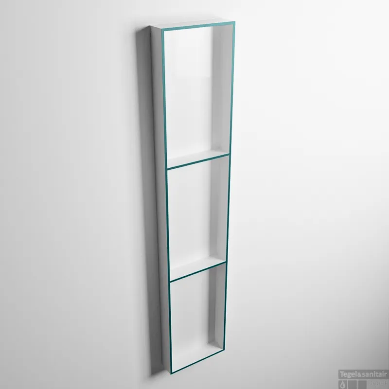 MONDIAZ EASY Nis 149,5x29,5cm in solid surface kleur Smag Talc. 3 vakken geschikt voor in- of opbouw Veilige Betaling