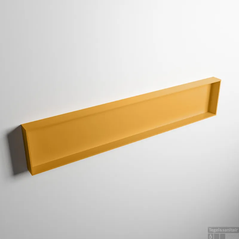 Laatste Versie MONDIAZ EASY Nis 149,5x29,5cm in solid surface kleur Ocher Ocher. 1 vak geschikt voor in- of opbouw