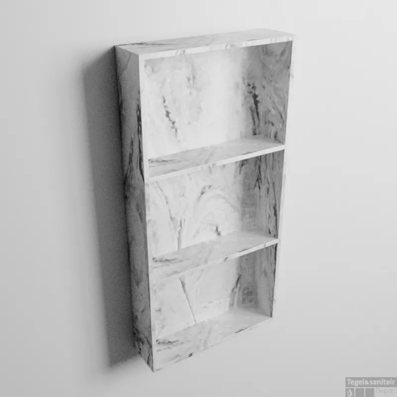MONDIAZ EASY Nis 149,5x29,5cm in solid surface kleur Glace. 2 vakken geschikt voor in- of opbouw Flitsaanbieding