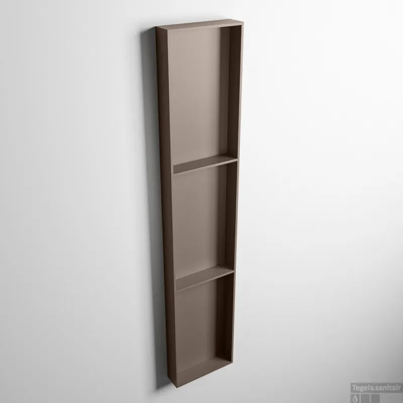 Express Levering MONDIAZ EASY Nis 149,5x29,5cm in solid surface kleur Smoke Smoke. 3 vakken geschikt voor in- of opbouw