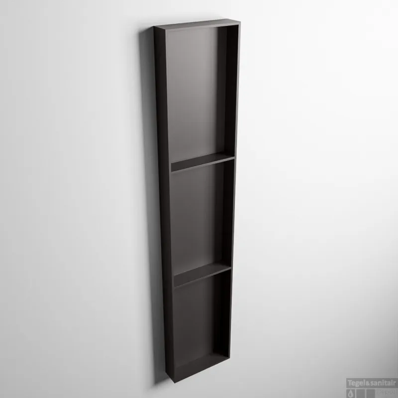 Aanbieding MONDIAZ EASY Nis 149,5x29,5cm in solid surface kleur DarkGrey DarkGrey. 3 vakken geschikt voor in- of opbouw