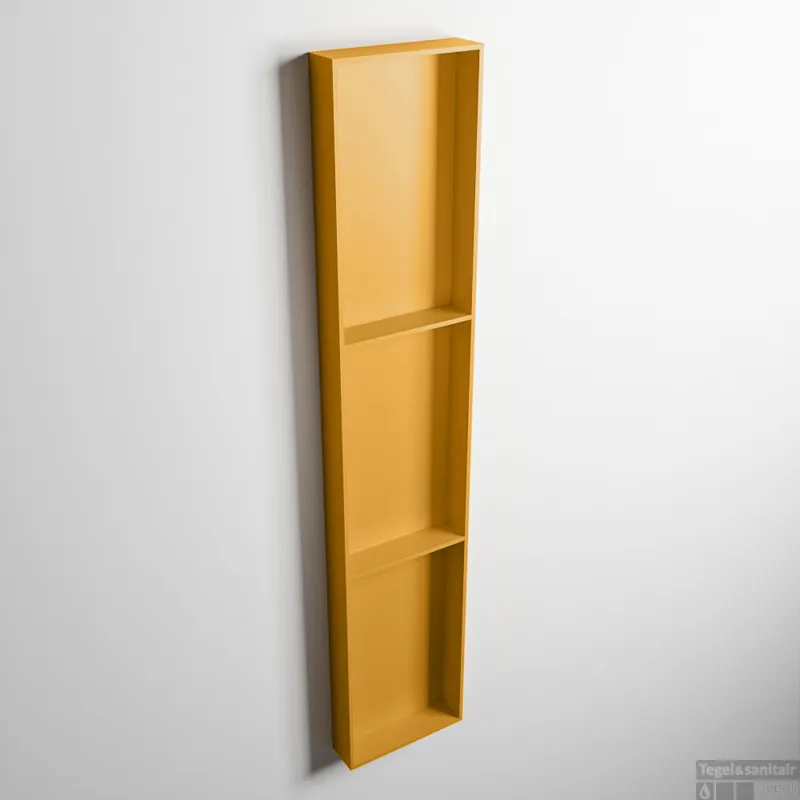 Rechtstreeks Van De Fabrikant MONDIAZ EASY Nis 149,5x29,5cm in solid surface kleur Ocher Ocher. 3 vakken geschikt voor in- of opbouw