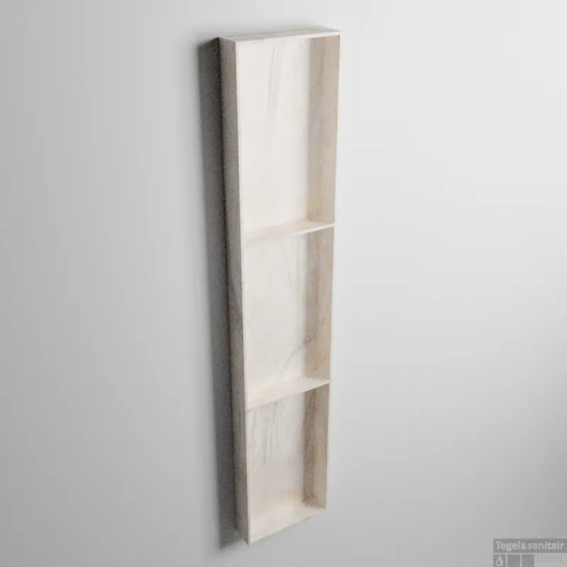MONDIAZ EASY Nis 149,5x29,5cm in solid surface kleur Ostra. 3 vakken geschikt voor in- of opbouw Exclusieve Aanbieding
