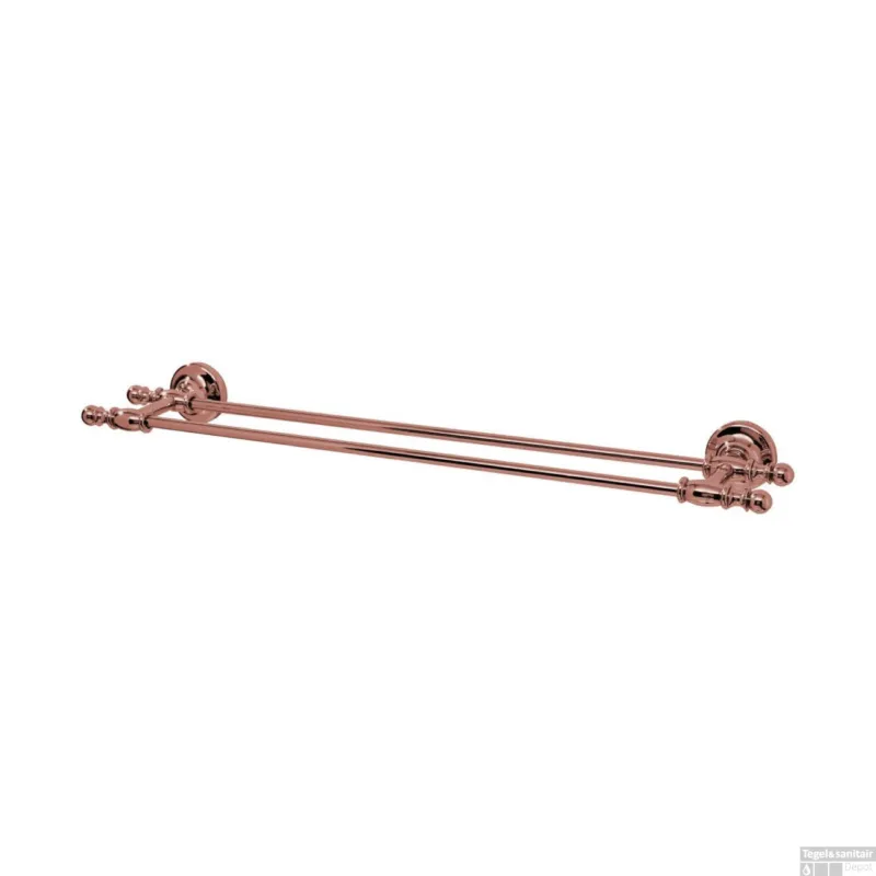Dubbele Handdoekhouder Sapho Perla 64.5 cm Rose Goud Goedkoop