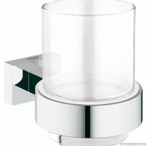 Premium GROHE Essentials Cube Glashouder Met Glas Chroom