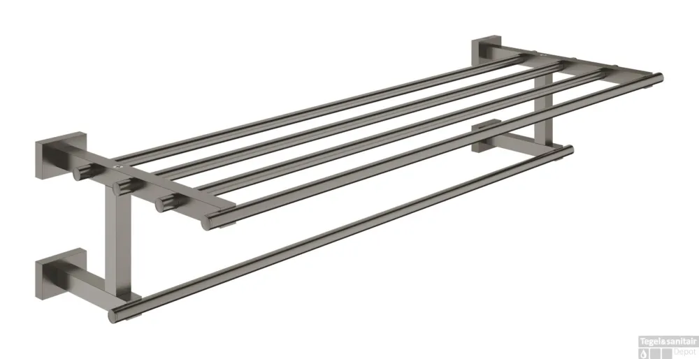 Handdoekhouder GROHE Essentials Cube 2 Armig Hard Graphite Geborsteld Op = Op