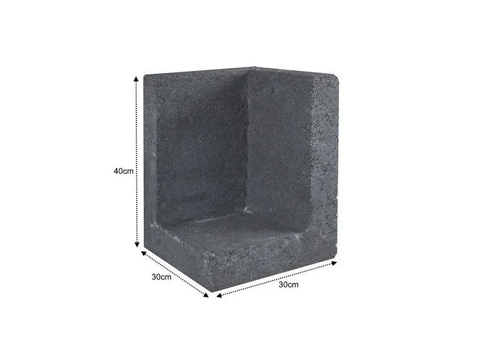 L Element Hoek Beton 30x30x40cm Zwart Gardenlux Finale Uitverkoop