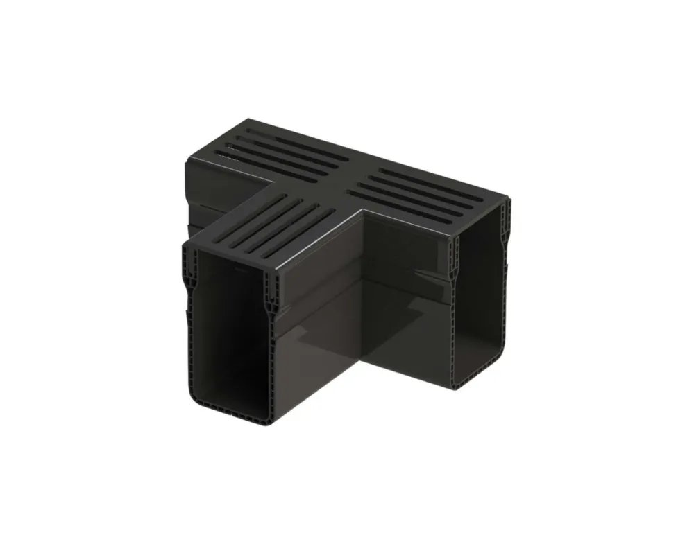 Superprijs Garden Drain T-stuk Watergoot Zwart 18,2x6,5x10,4cm - Per Stuk