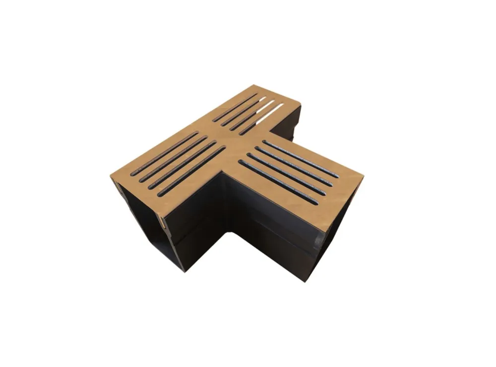 Garden Drain T-stuk Watergoot Cortenstaal 18,2x6,5x10,4cm - Per Stuk Gratis Retour