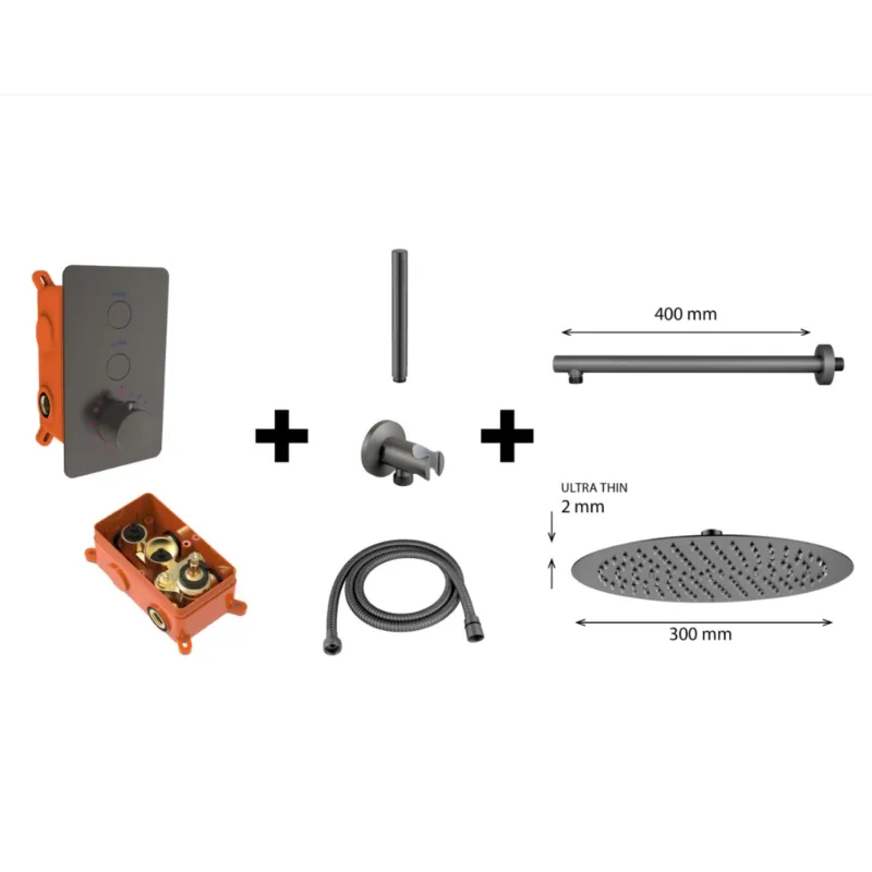 Regendoucheset Best Design One Pack Inbouw Thermostaat Moya M300 Gunmetal Alleen Vandaag