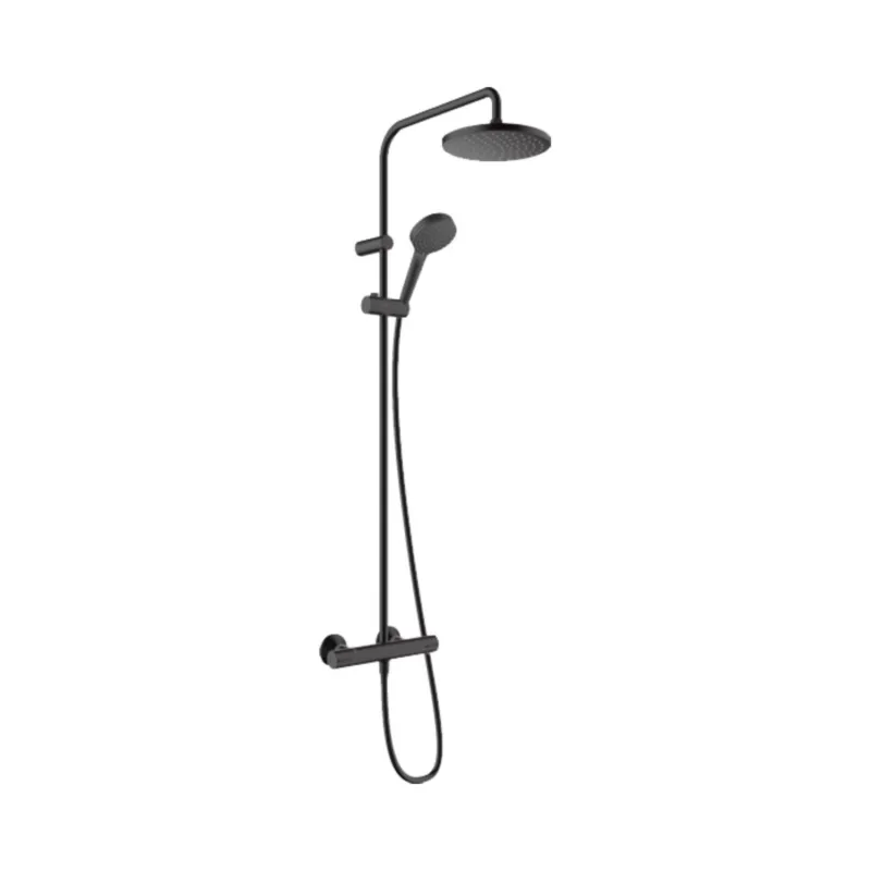 Showerpipe HansGrohe Vernis Blend 200 1 Jet Met Douchethermostaat Mat Zwart Gereduceerde Prijs