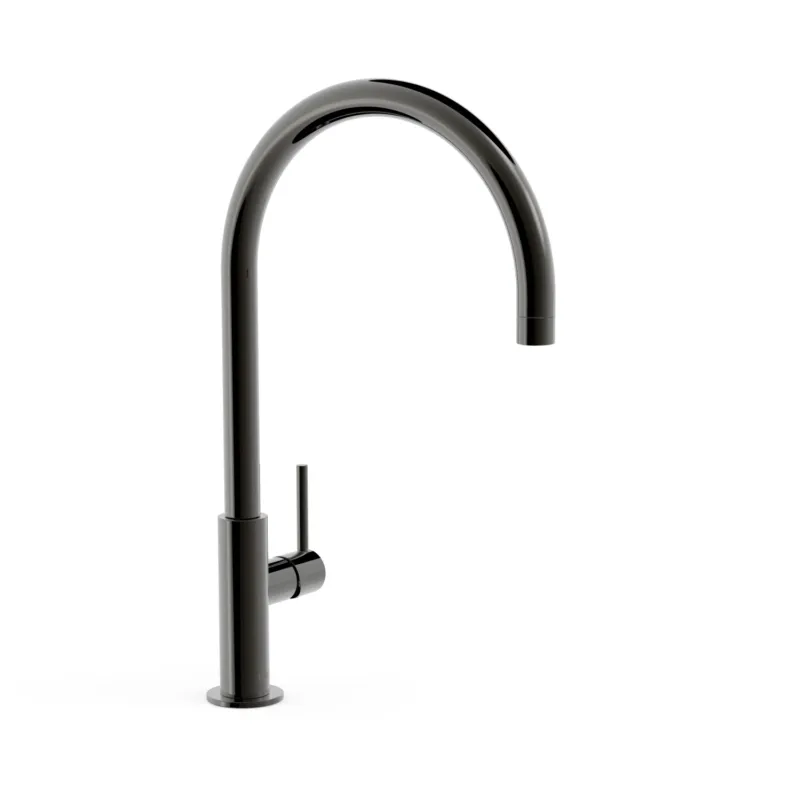 Snelle Levering Keukenmengkraan Tres Study Exclusive 1-Hendel Uitloop Gebogen 26 cm Rond Metallic Zwart