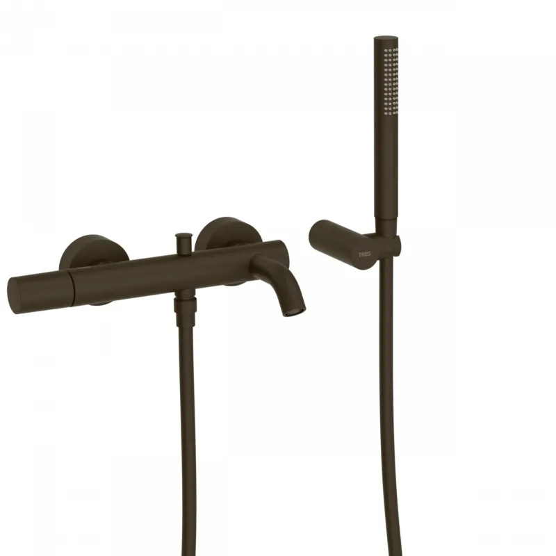 Badmengkraan Tres Study Exclusive Rond met Omstel en Handdoucheset met Staafhanddouche Zwart Brons Direct Verzonden