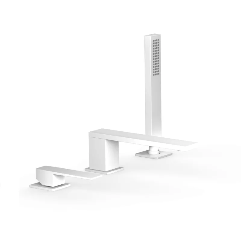 Badrandkraan Tres Slim Exclusive met Handdoucheset Rechte Uitloop 18 cm Mat Wit Beste Prijs