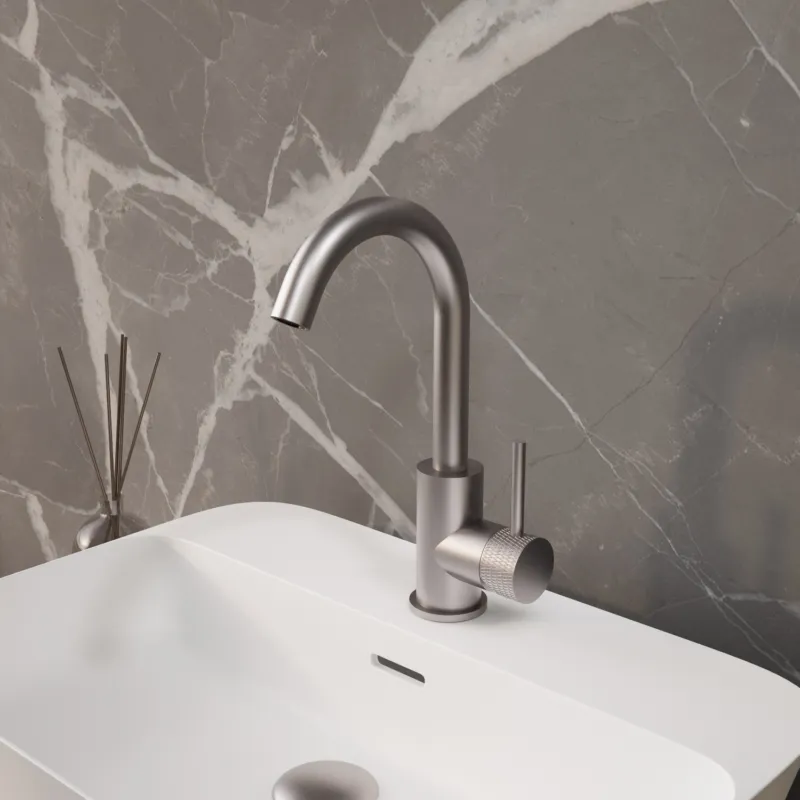 Wastafelmengkraan Aquasplash Ridged Gebogen met Draaibare Uitloop RVS Beperkt Aanbod