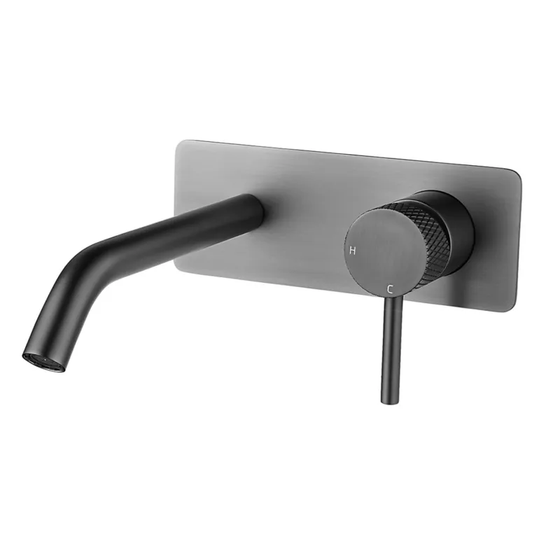 Wastafelkraan Wiesbaden Ribbd Inbouw Mengkraan Eenhendel Inclusief Afdekplaat Gunmetal Speciale Aanbieding