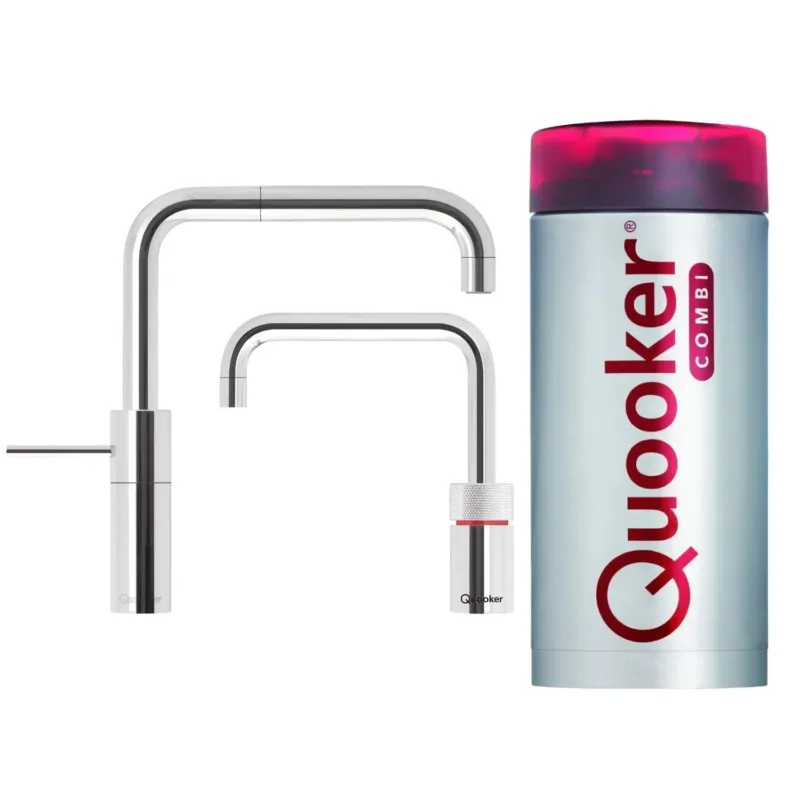 Uitverkoop Quooker Nordic Square Twintaps met Combi Boiler Chroom