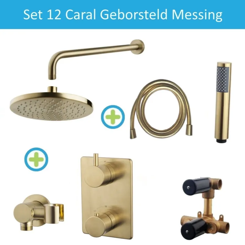 Meest Verkocht Wiesbaden Inbouw Regendouche Set 12 Caral Muuruitloop Geborsteld Messing Goud