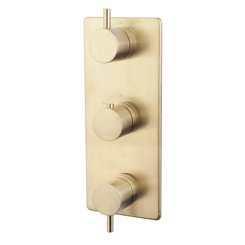 Aanbieding Afbouwdeel Douche Thermostaat Wiesbaden Caral 3-Weg Messing Geborsteld Goud
