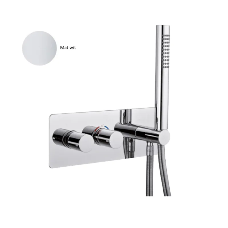 Inbouw Douchekraan Sanimex Giulini Thermostatisch 1-Uitgang Rechthoekig Incl. Handdouche En BOX Inbouwdeel Mat Wit Betaalbaar