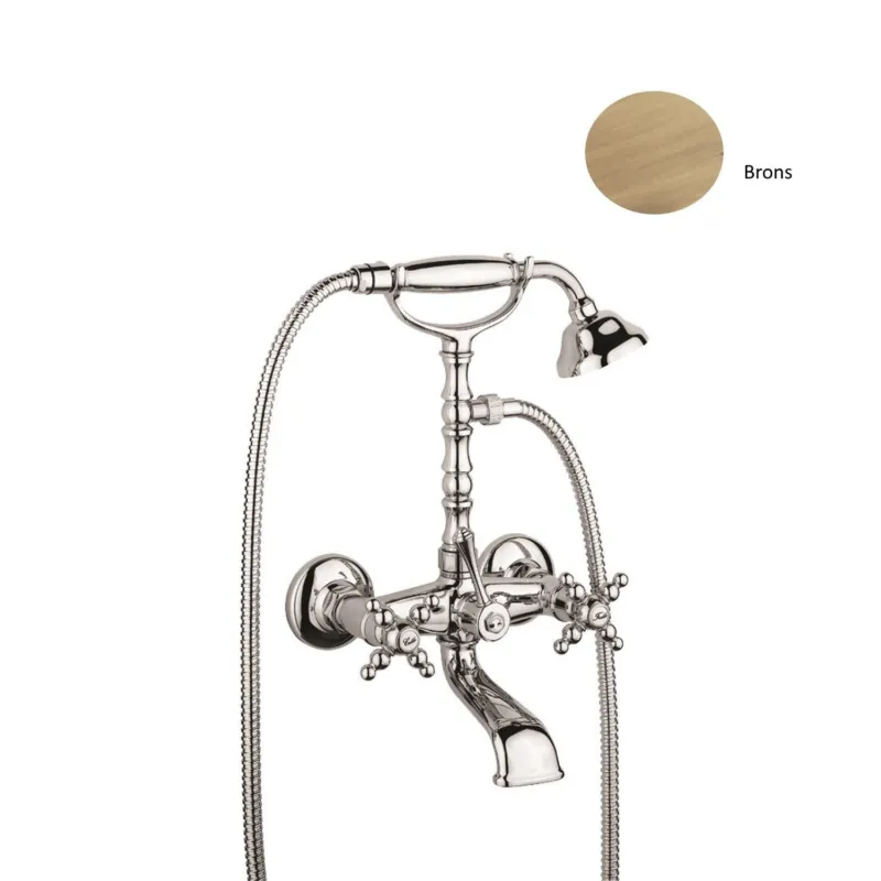 Badset Sanimex Giulini Opbouw Kruisgreep HoH 15cm Incl. Handdouche Brons Seizoensaanbieding