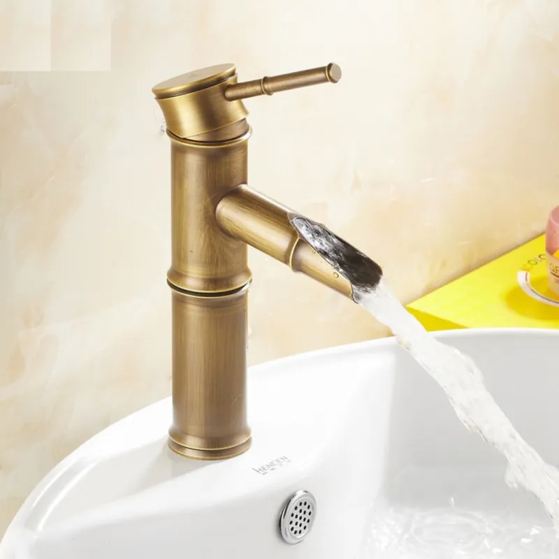 Superprijs Wastafelkraan Opbouw Boss & Wessing Bamboo 20,8 cm Waterval Uitloop Antiek Brons