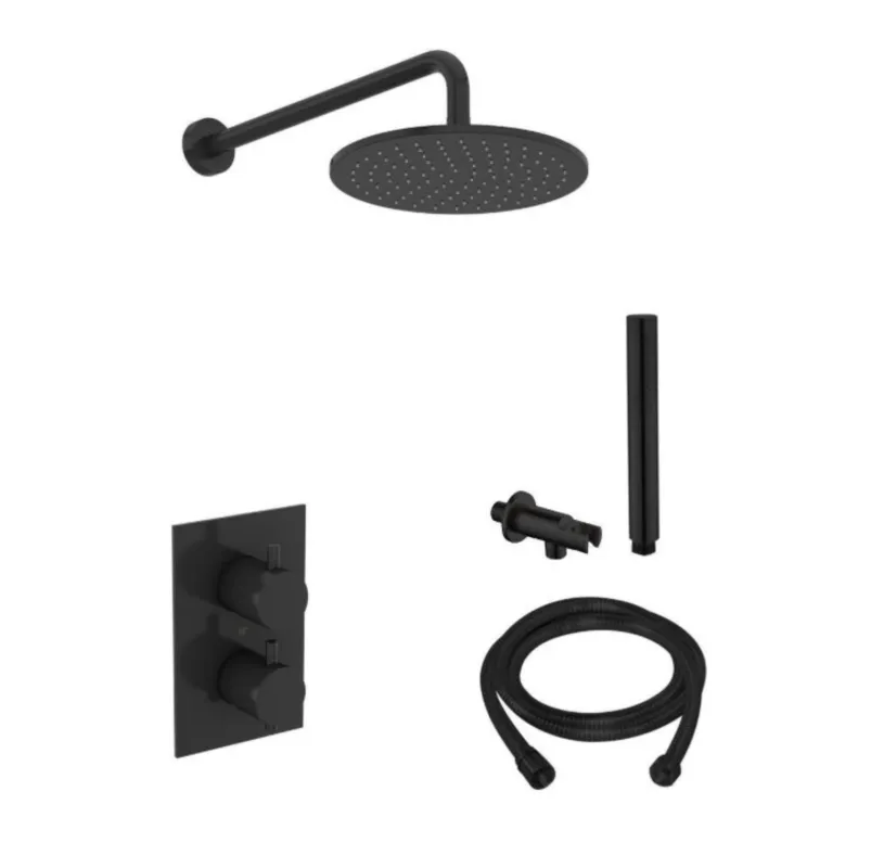 Koop Vandaag Inbouw Regendouche Set Boss & Wessing Wanduitloop Ronde Hoofddouche 20 cm Mat Zwart