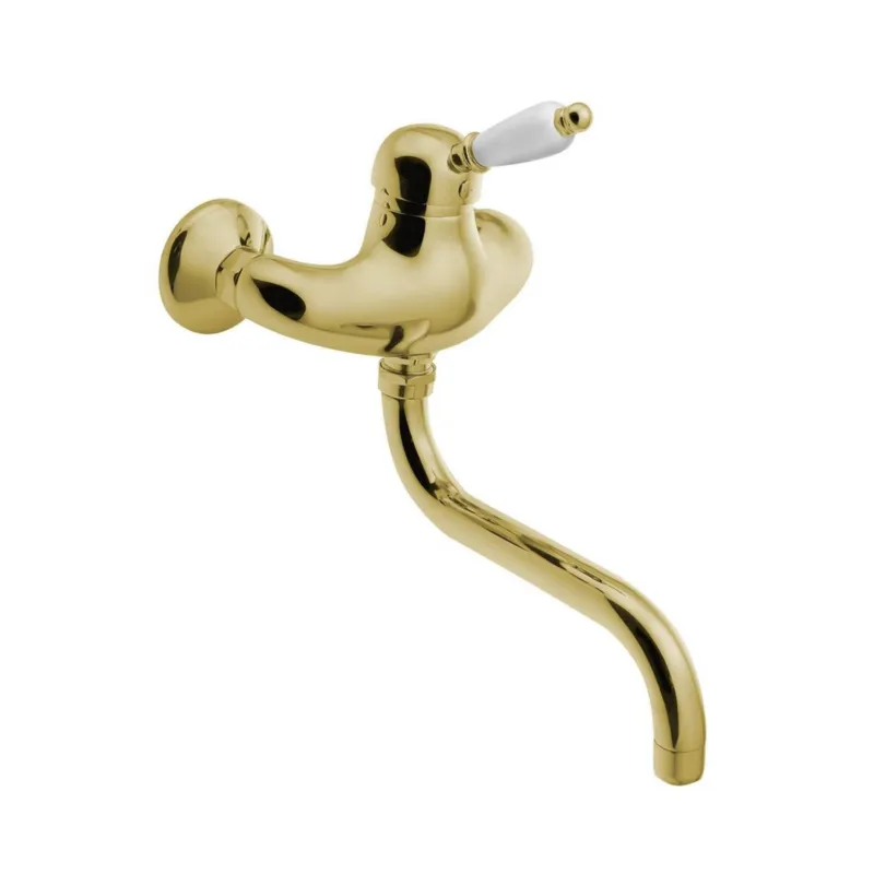Badmengkraan Sapho Kirké 1-hendel Wit Retro Uitloop Gebogen 20 cm Goud Direct Verzonden