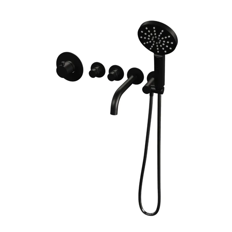 Hete Deal Inbouwthermostaatset Brauer Black Incl Baduitloop en 3 Standen Handdouche Mat Zwart