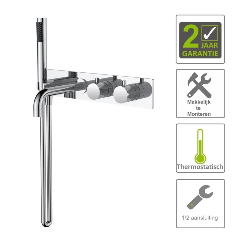 Uitverkoop Badkraan Aqua Splash Exclusive Thermostaat Inbouw 2-knops Chroom