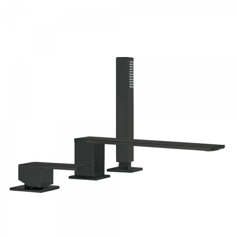 Meest Verkocht Badrand Mengkraan Tres Cuadro met Handdouche 22x6.2 cm Vierkant Mat Zwart