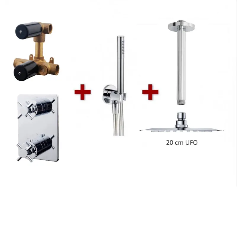 Thermostatische Inbouw Regendouche Set Wiesbaden Type 131 Plafonddarm Ufo 20 cm Rond incl. Inbouwdeel Shop Nu