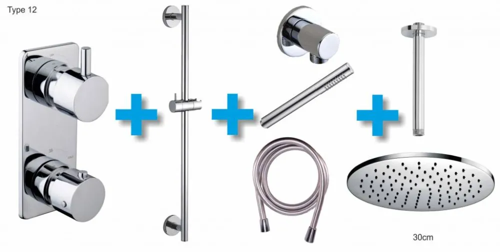 Superprijs Wiesbaden one-pack inbouwthermostaatset type 12 (30cm)