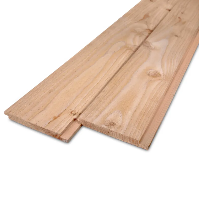 Gecertificeerd douglas - rabat Douglas sponningplank - 18x183 mm - zichtzijde fijnbezaagd / ruw - shiplap - douglashout AD 20-25% - per bundel - 110 stuks - Douglas sponningplank - 18x183 mm - ruwe zichtzijde: 500 cm