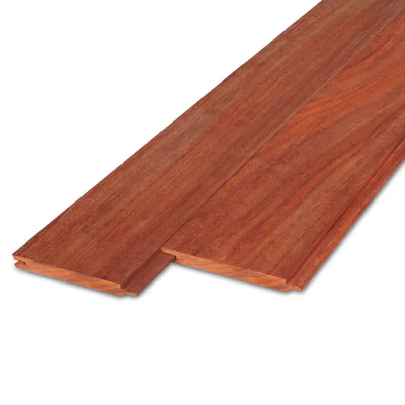 Superprijs hardhout - vellingdeel Padoek vellingdeel - 21x135 mm - geschaafd - mes en groef plank - padouk hardhout AD 20-25% - Padouk vellingdeel - 21x135 mm - geschaafd: 365 cm