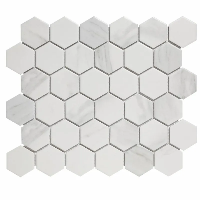 Mozaïek Barcelona 28.1x32.5 cm Geprint Porselein Hexagon Mat Carrara Wit (Prijs Per m2) Flitsaanbieding