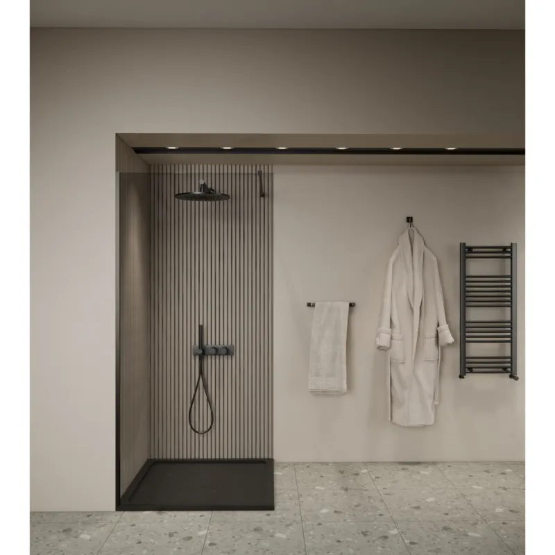 Populair Inloopdouche BWS Elonpa Helder Glas 70x200cm Zwart