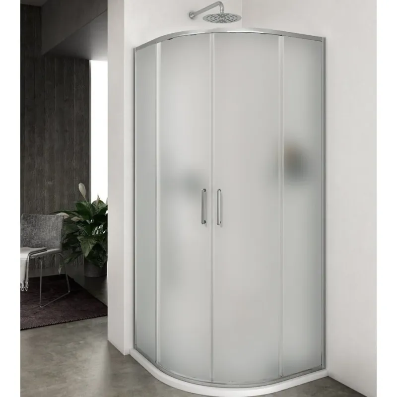 Op = Op Douchecabine Lacus Vulcano Evo Kwartrond Mat Glas Aluminium Profiel Chroom (alle maten)