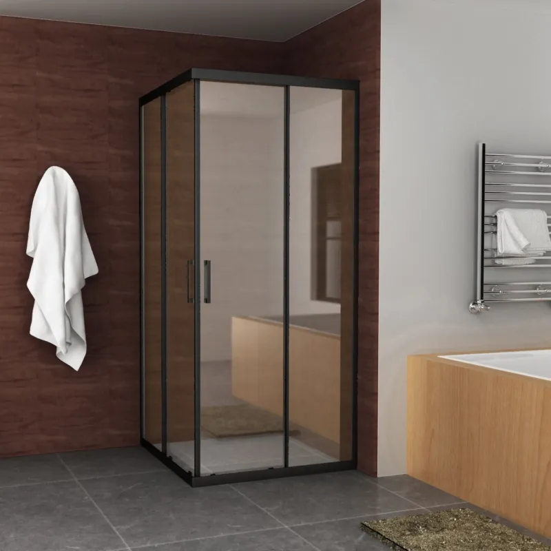 Favoriet Douchecabine Boss & Wessing Vierkant Hoekinstap 2 Schuifdeuren 90x90x200cm 8mm Helder Glas met Nano Coating Mat Zwart