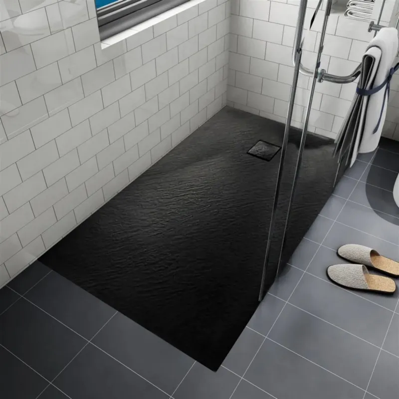 Douchebak AquaSplash Naxos SMC 120x80 cm Stone-look Mat Zwart Actieprijs
