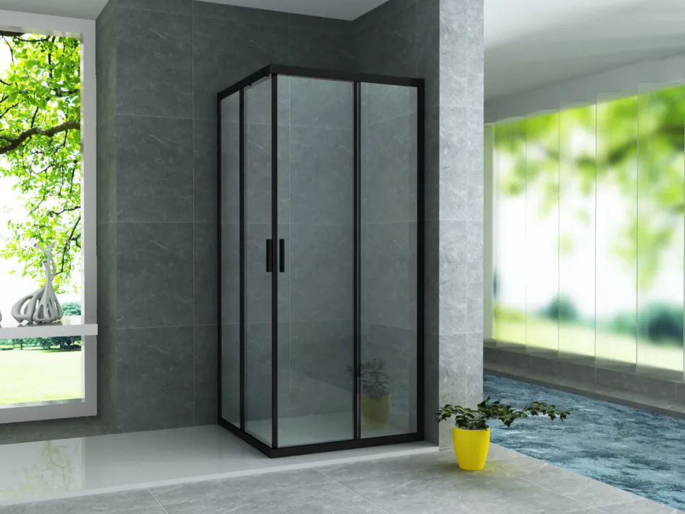 Op = Op Douchecabine Aqua Splash Hayes 90x90x195 cm Mat Zwart Aluminium Profiel
